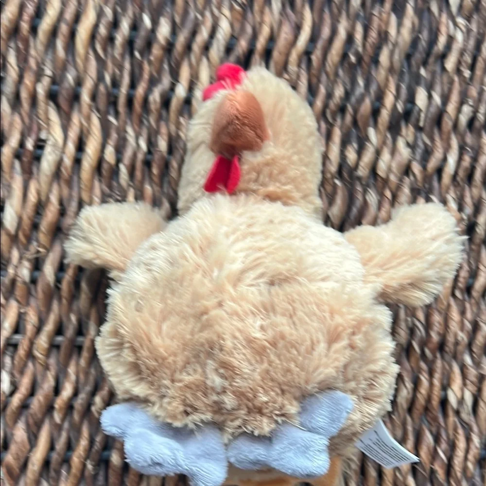Plush Chicken Dog Toy for Small Pets - Tan With Ball Inside
